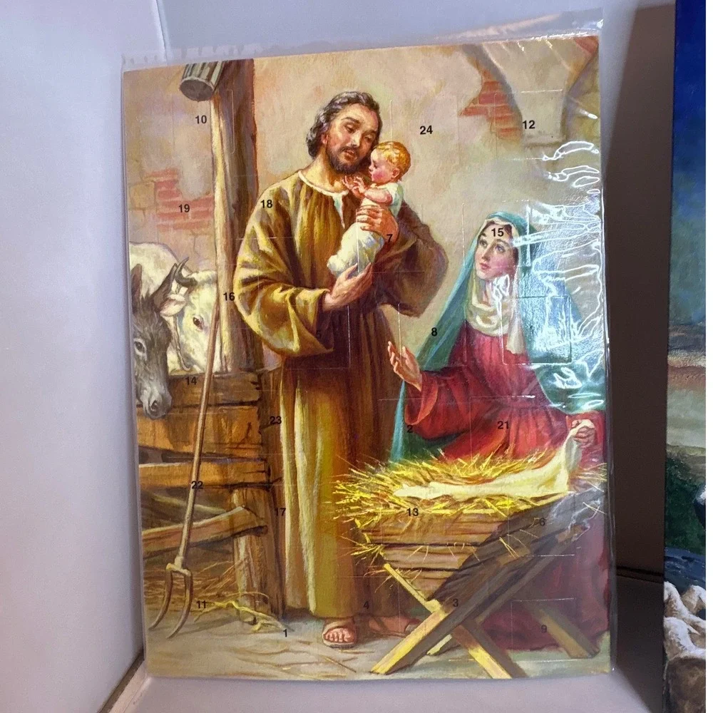 2 Vintage Autom Advent Calendar Nativity Scene Christmas Countdown 24‎ Doors